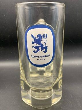 Vintage Lowenbrau Munich Germany Beer Mug Octagon Handle Heavy Base